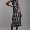 Abstract Spot Jersey Crepe Cross Front Maxi Dress