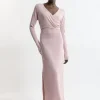 Alpaca Wool Ballet Wrap Midi Knit Dress