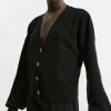 Alpaca Wool Blend Balloon Sleeve Cardigan