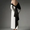 Archive Collection - Bow Detail Asymmetric Crepe Bandeau Midi Dress