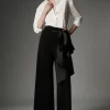 Archive Collection - Petite Bow Detail Crepe Wide Leg Pants