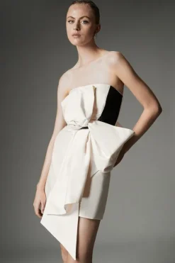 Archive Collection - Petite Taffeta Bow Detail Woven Mini Dress