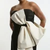 Archive Collection - Plus Size Bow Detail One Shoulder Crepe Woven Midi Dress