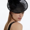 Asymmetric Disk Fascinator With Feather Detail