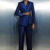 Asymmetric Metallic Tailored Blazer and Tapered Trousers