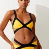Bandage Color Block Strappy Bikini Top
