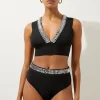 Bandage Embellished Trim High Waist Bikini Bottoms
