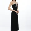 Bandage Figure Form Embellished Corset Detail Midi Dress