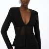 Bandage Form Fitting Mesh Insert Jacket