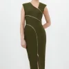 Bandage Form Fitting Zip Detail Midi Dress