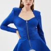 Bandage Strong Shoulder Jacket With Zip Front Opening