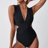 Bandage Textured V Neck Swimsuit