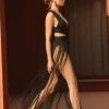 Bandage V Neck Cut Out Fringed Swimsuit