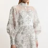 Baroque Organdie Applique Buttoned Woven Mini Dress