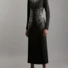 Beaded And Embellished Ponte Jersey Midi Dress