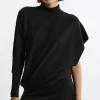 Blend Knit Asymmetric Turtleneck Sweater