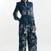 Boarder Print Viscose Piped Woven Shirt Balloon Sleeve Co-ord