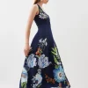 Botanical Embroidery Organdie Strappy Midi Dress