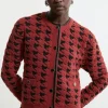 Boucle Jacquard Dogtooth Knit Pu Trim Jacket