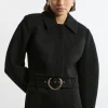 Brushed Cropped Collared Trench Jacket