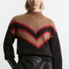Brushed Jacquard Military Trim Knit Sweater