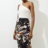 Butterfly Printed Viscose Crepe Woven Maxi Skirt