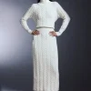 Cable Knit Funnel Neck Maxi Dress