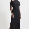 Cashmere Blend One Off The Shoulder Midaxi Dress