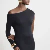 Cashmere Blend One Shoulder Asymmetric Midaxi Dress