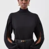 Cashmere Blend Turtleneck And Split Sleeve Knit Top