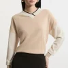 Cashmere Knitted V Neck Contrast Wrap Sweater