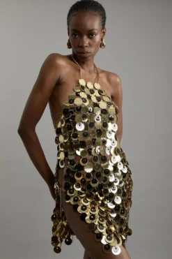 Chainmail Sequin Disc Mini Skirt