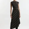 Check Ruffle Tailored Midaxi Dress