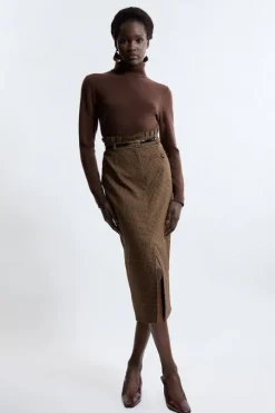 Check With Choc Tailored Maxi Skirt