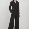 Clean Tailored Grosgrain Tipped Wide Leg Pants