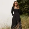 Clean Tailored Sweetheart Neckline Midi Dress
