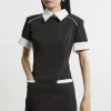 Collard Twill Strong Shoulder Woven Mini Dress