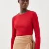 Compact Jersey Long Sleeve Ribbed Top