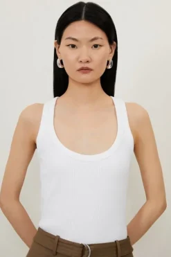 Compact Jersey Rib Racer Crop Top