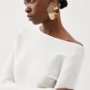 Compact Knit Wool Look Drop Shoulder Top