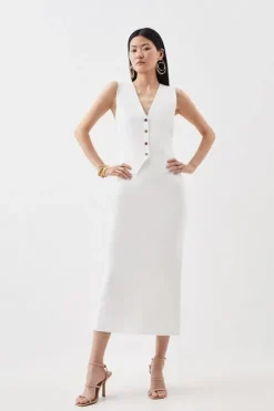 Compact Knit Wool Look V-Neck Tank Top