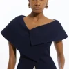 Compact Stretch Asymmetric Collar Tailored Top