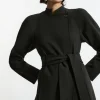 Compact Stretch Belted Tailored Midi Coat