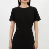 Compact Stretch Essential Waist Tab Detail Tailored Mini Dress