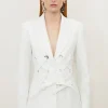 Compact Stretch Eyelet Detailed Ribbon Jacket