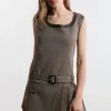 Compact Stretch Pleated Skirt Mini Dress