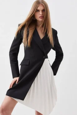 Compact Stretch Soft Tailored Panel Blazer Mini Dress