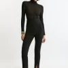 Compact Stretch Split Hem Straight Pants