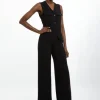 Compact Stretch Tailored Safari Belted Jumpsuit