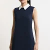 Compact Stretch Tailored Collared Sleeveless Dress